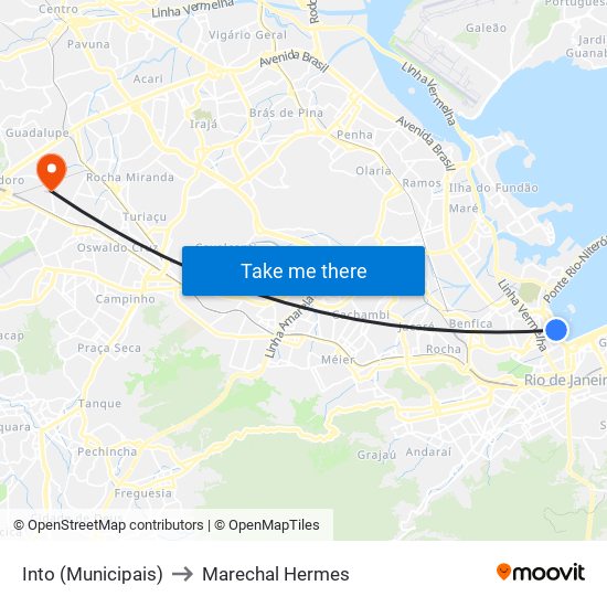 Into (Municipais) to Marechal Hermes map