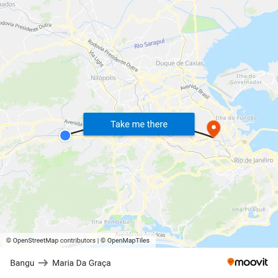 Bangu to Maria Da Graça map