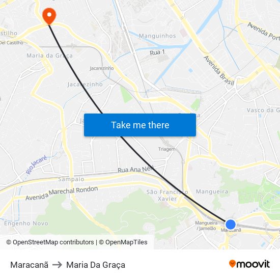 Maracanã to Maria Da Graça map