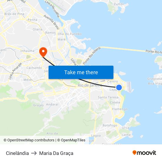 Cinelândia to Maria Da Graça map