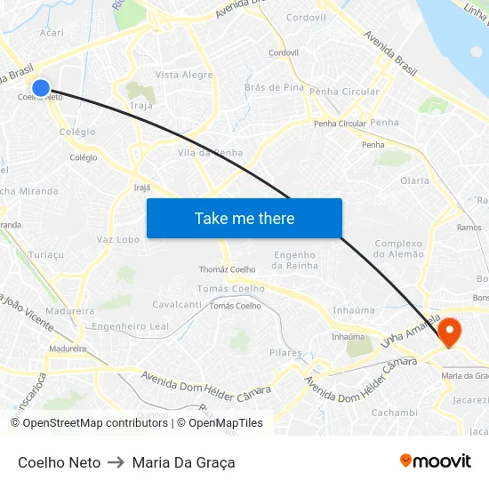 Coelho Neto to Maria Da Graça map