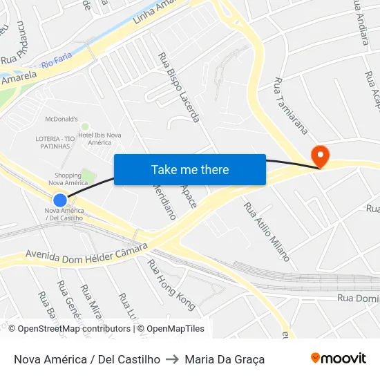 Nova América / Del Castilho to Maria Da Graça map