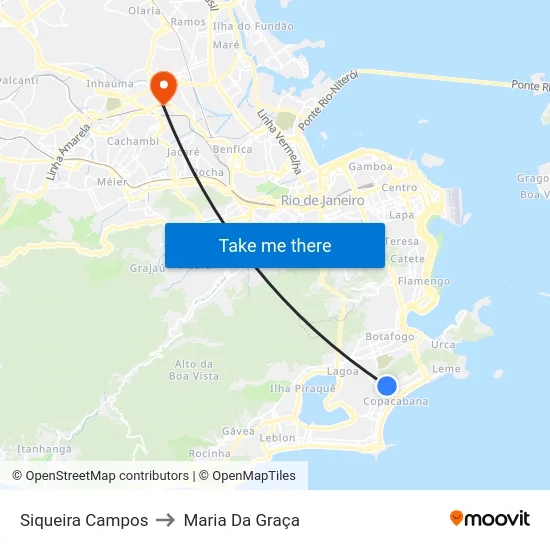Siqueira Campos to Maria Da Graça map