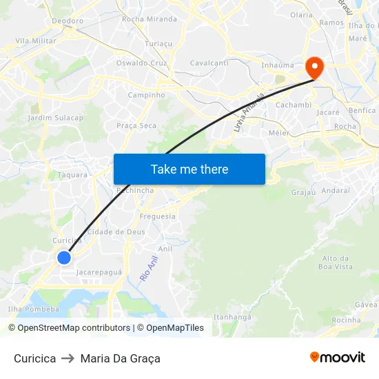 Curicica to Maria Da Graça map