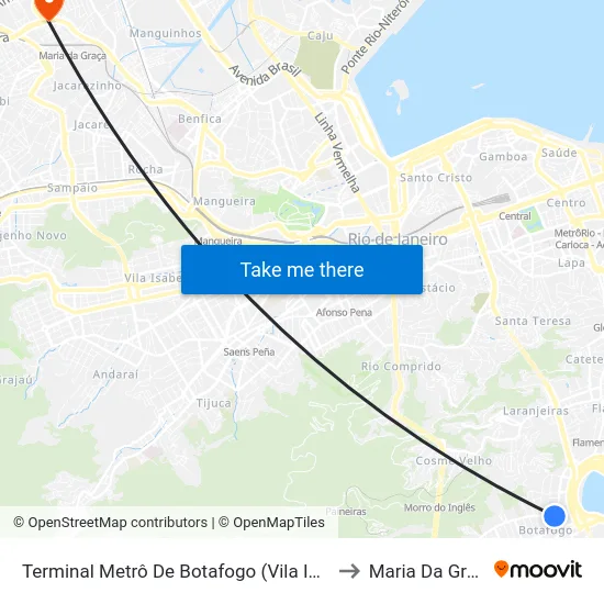Terminal Metrô De Botafogo (Vila Isabel) to Maria Da Graça map