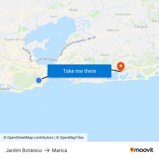 Jardim Botânico to Maricá map
