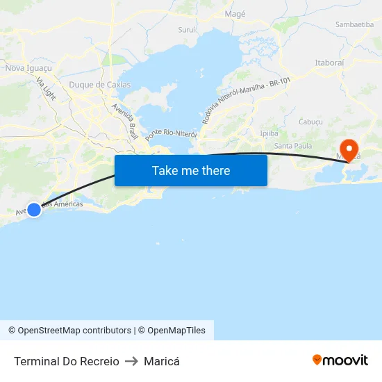 Terminal Do Recreio to Maricá map