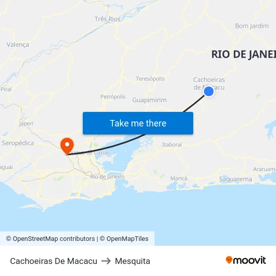 Cachoeiras De Macacu to Mesquita map