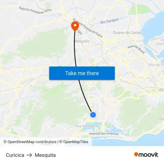Curicica to Mesquita map