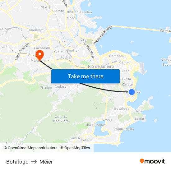 Botafogo to Méier map