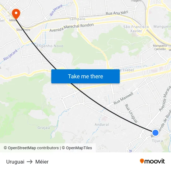 Uruguai to Méier map