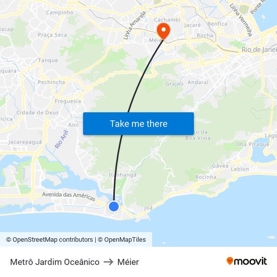 Metrô Jardim Oceânico to Méier map