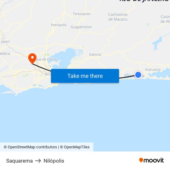 Saquarema to Nilópolis map