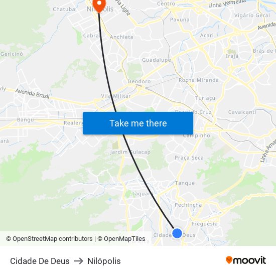Cidade De Deus to Nilópolis map