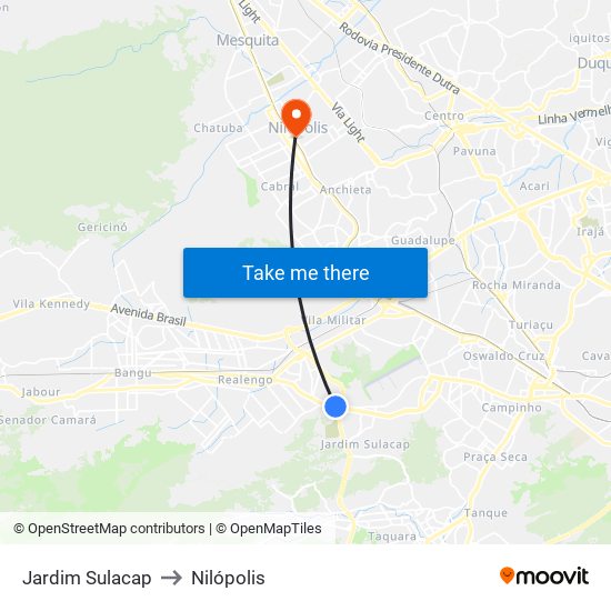 Jardim Sulacap to Nilópolis map