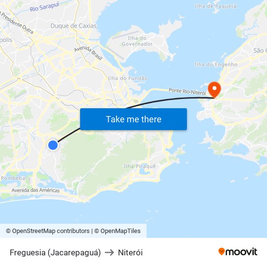 Freguesia (Jacarepaguá) to Niterói map