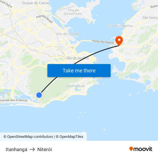 Itanhangá to Niterói map