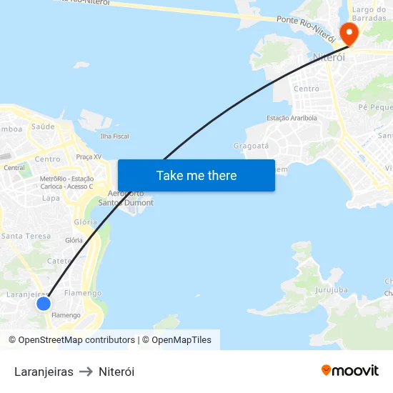 Laranjeiras to Niterói map