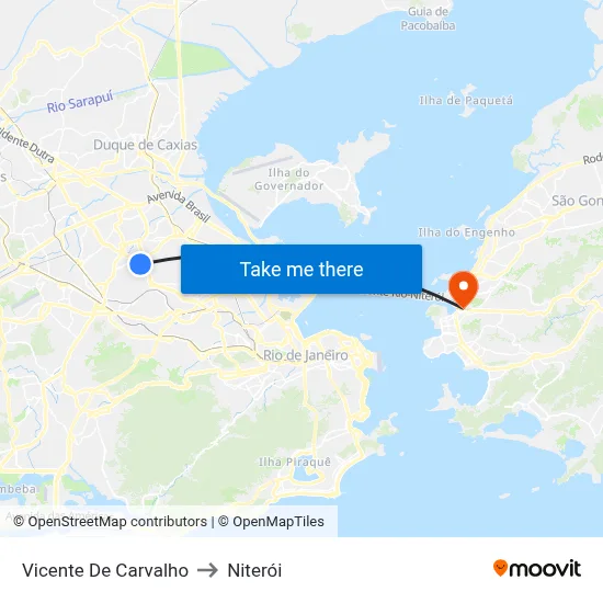 Vicente De Carvalho to Niterói map