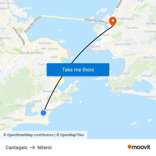 Cantagalo to Niterói map