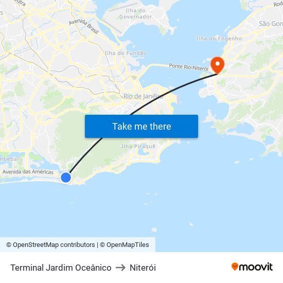 Terminal Jardim Oceânico to Niterói map