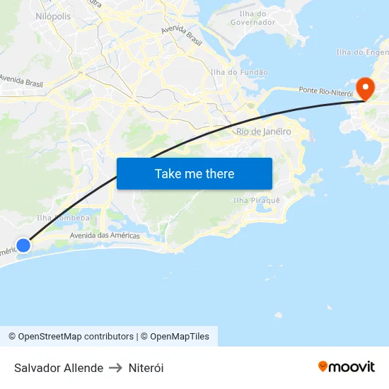 Salvador Allende to Niterói map