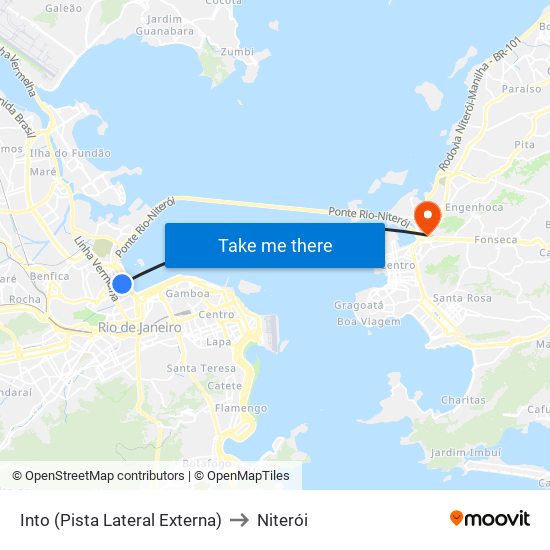 Into (Pista Lateral Externa) to Niterói map