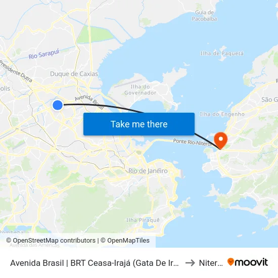Avenida Brasil | BRT Ceasa-Irajá (Gata De Irajá) to Niterói map