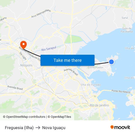 Freguesia (Ilha) to Nova Iguaçu map