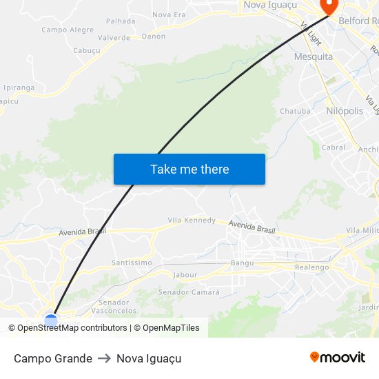 Campo Grande to Nova Iguaçu map