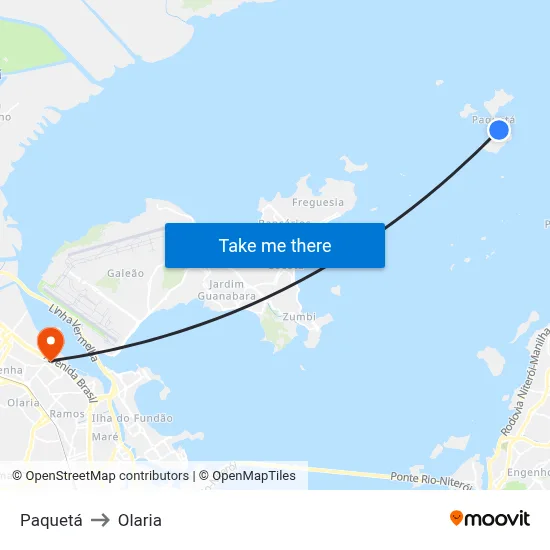 Paquetá to Olaria map