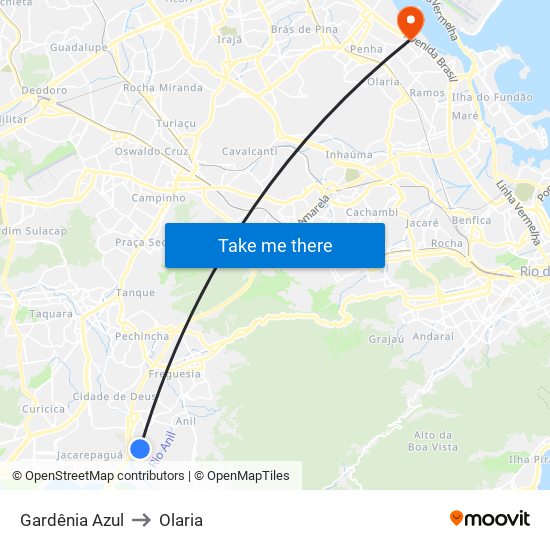 Gardênia Azul to Olaria map
