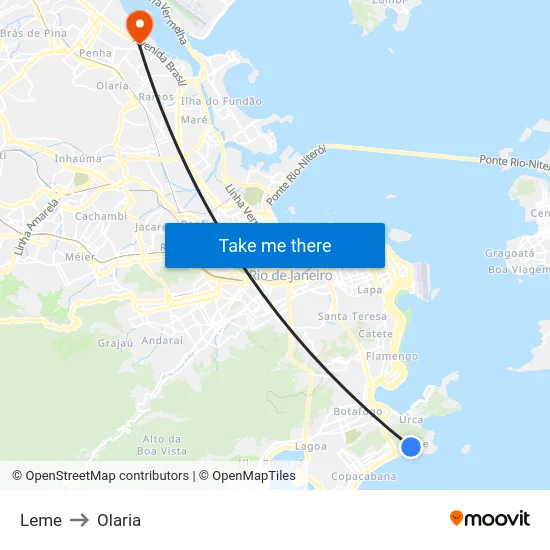 Leme to Olaria map