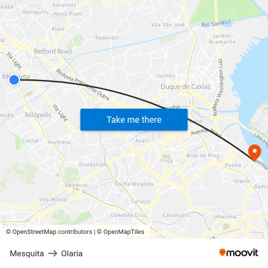 Mesquita to Olaria map