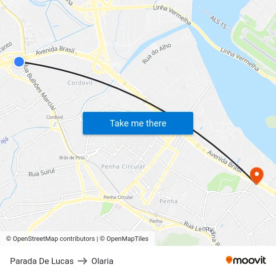 Parada De Lucas to Olaria map