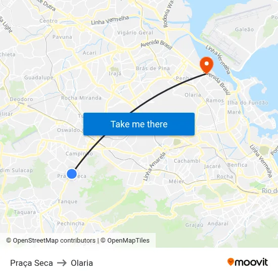 Praça Seca to Olaria map