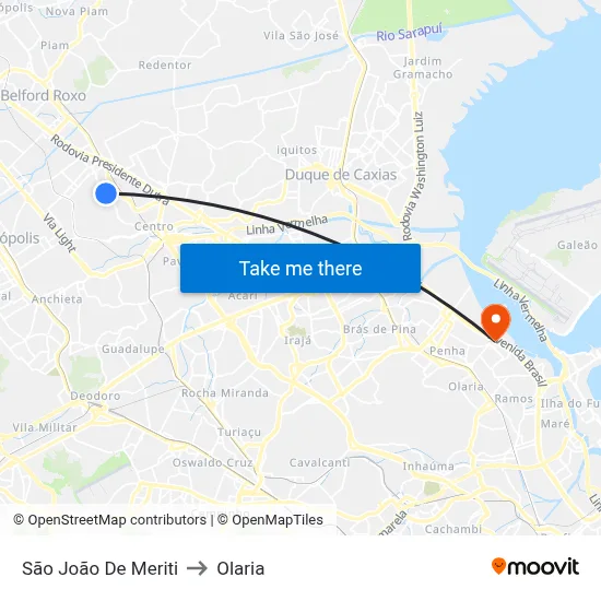 São João De Meriti to Olaria map