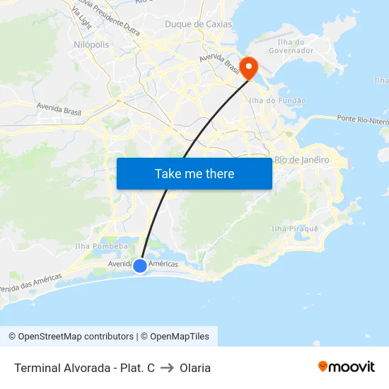 Terminal Alvorada - Plat. C to Olaria map
