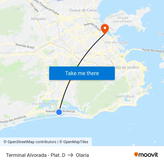 Terminal Alvorada - Plat. D to Olaria map