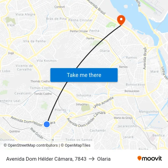 Avenida Dom Hélder Câmara, 7843 to Olaria map