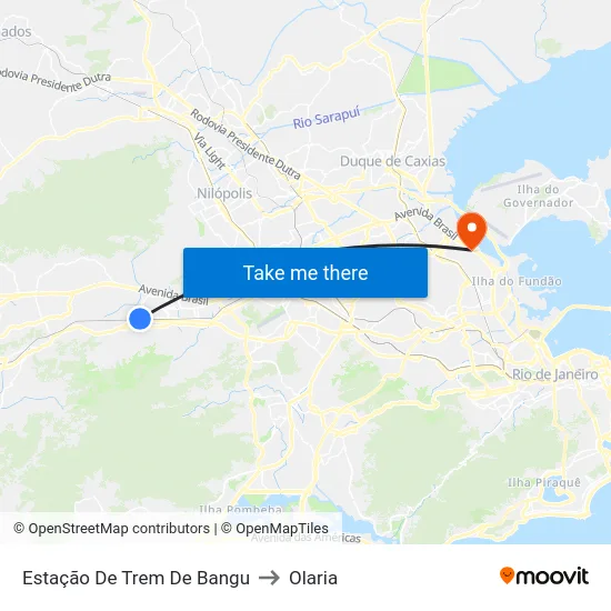 Estação De Trem De Bangu to Olaria map