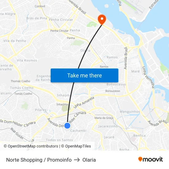 Norte Shopping / Promoinfo to Olaria map