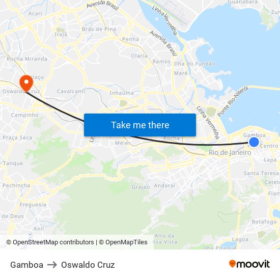 Gamboa to Oswaldo Cruz map