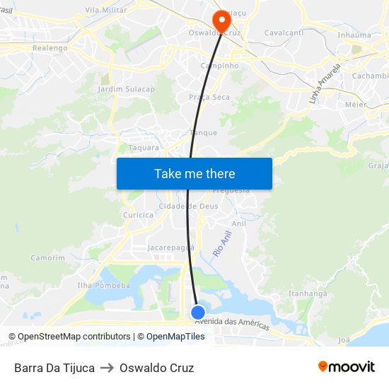 Barra Da Tijuca to Oswaldo Cruz map