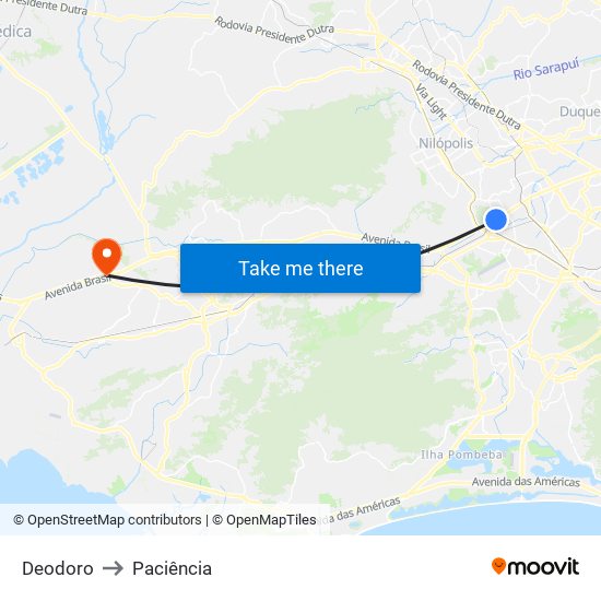 Deodoro to Paciência map