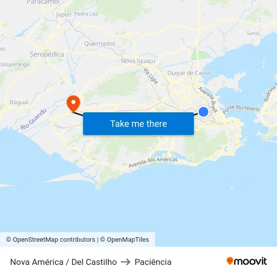 Nova América / Del Castilho to Paciência map