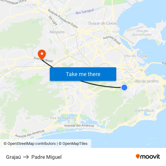 Grajaú to Padre Miguel map