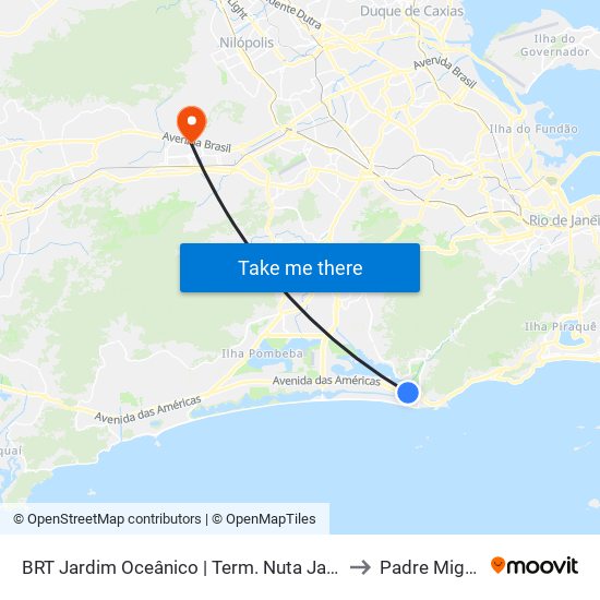 BRT Jardim Oceânico | Term. Nuta James to Padre Miguel map