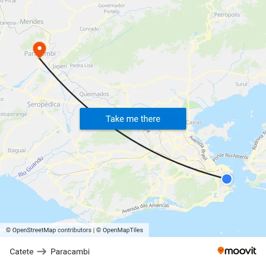 Catete to Paracambi map