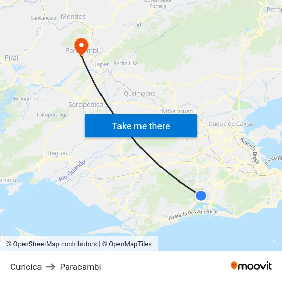 Curicica to Paracambi map